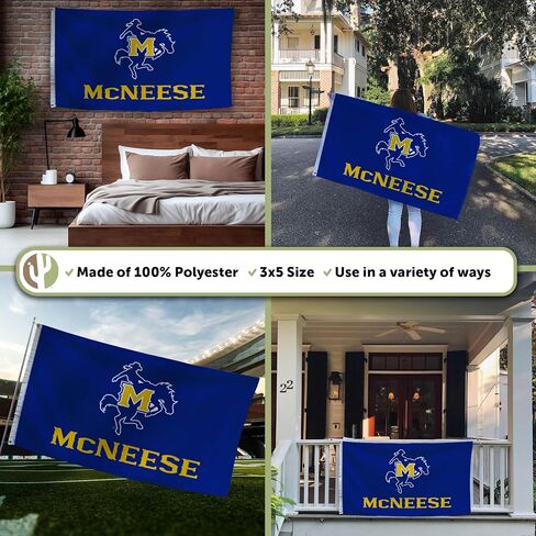 Desert Cactus McNeese State University MNSU Flag - 3 x 5 Feet Cowboys Banner, Indoor/Outdoor Durable Fabric, 100% Polyester Design (Style 1) in Saudi Arabia