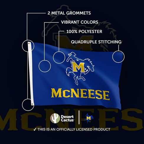 Desert Cactus McNeese State University MNSU Flag - 3 x 5 Feet Cowboys Banner, Indoor/Outdoor Durable Fabric, 100% Polyester Design (Style 1) in Saudi Arabia