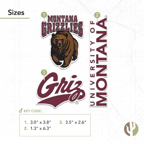 Desert Cactus University of Montana Sticker Grizzlies UM Griz UMont Vinyl Decals Laptop Water Bottle Car Scrapbook T5 (Type 5-1) in Saudi Arabia