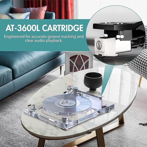 Record Player,Vinyl Record Player,Vintage Turntable with Bluetooth 5.3 | Wireless Vinyl Streaming & Belt-Drive System | Premium Carbon Tonearm, Built-in Preamp, 33⅓/45 RPM in Kuwait
