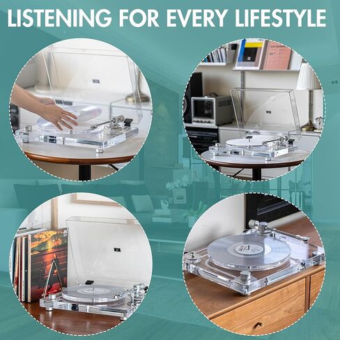 Record Player,Vinyl Record Player,Vintage Turntable with Bluetooth 5.3 | Wireless Vinyl Streaming & Belt-Drive System | Premium Carbon Tonearm, Built-in Preamp, 33⅓/45 RPM in Kuwait