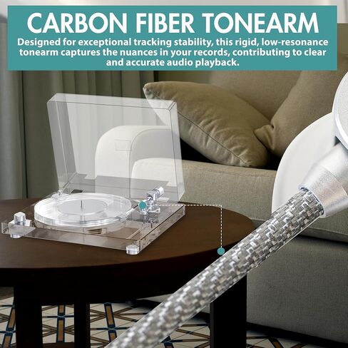 Record Player,Vinyl Record Player,Vintage Turntable with Bluetooth 5.3 | Wireless Vinyl Streaming & Belt-Drive System | Premium Carbon Tonearm, Built-in Preamp, 33⅓/45 RPM in Kuwait