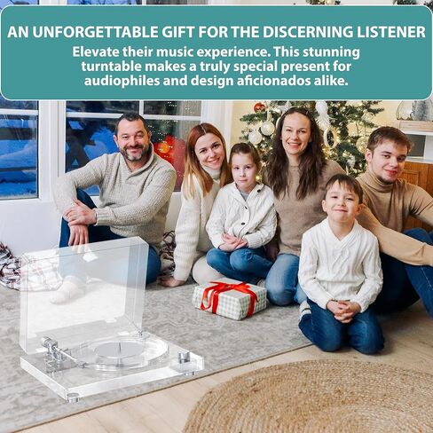 Record Player,Vinyl Record Player,Vintage Turntable with Bluetooth 5.3 | Wireless Vinyl Streaming & Belt-Drive System | Premium Carbon Tonearm, Built-in Preamp, 33⅓/45 RPM in Kuwait