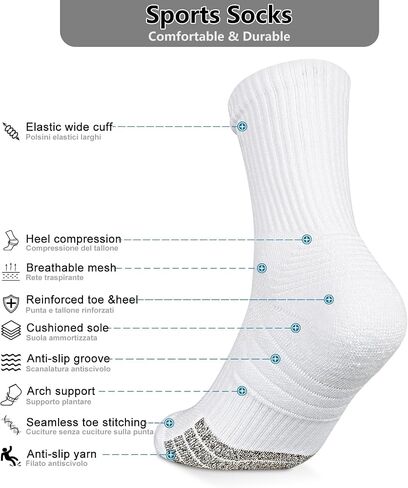 6-Pair Cushion Sports Socks Men Women Running Sock Breathable Anti-blister Tennis Hiking Cycling Basketball in Saudi Arabia