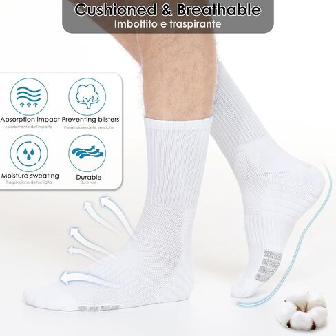 6-Pair Cushion Sports Socks Men Women Running Sock Breathable Anti-blister Tennis Hiking Cycling Basketball in Saudi Arabia