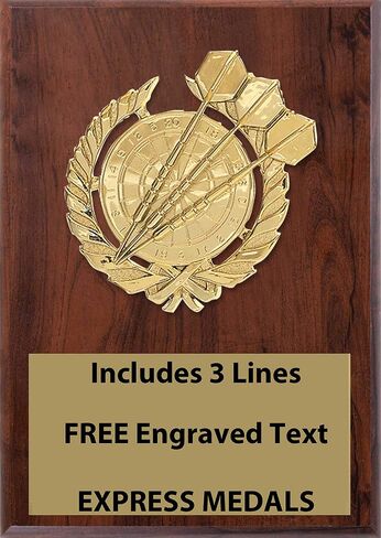 Express Medals 5x7 Cherry Color Darts Plaque with Engraved Plate in Saudi Arabia