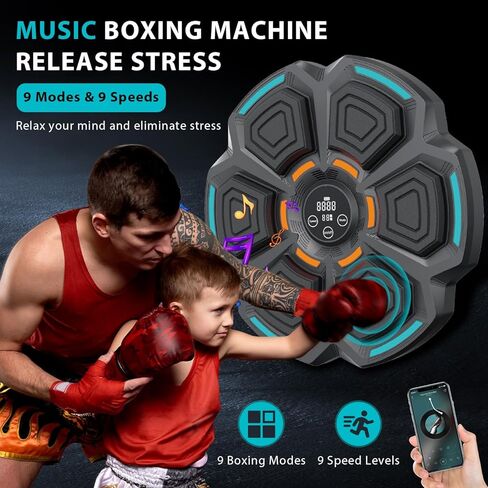 Music Boxing Machine, Smart Music Boxing Machine for Adults Kids, Bluetooth Wall Mount Boxing Trainer with LED Target Pad and Gloves, Boxing Workout Equipment for Home, Office, Gym (Upgrade) in Saudi Arabia