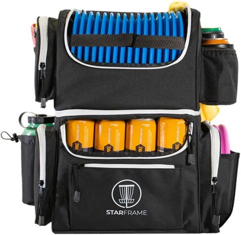 STAR FRAME Brick 3.0 Disc Golf Bag With Cooler | Large Insulated Built-in Cooler with 24-Can Capacity | 16-Disc Frisbee Golf Backpack | Light Durable Black Disc Golf Bag | Huge Storage & Putter Pocket in Saudi Arabia