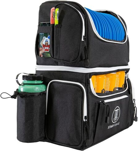 STAR FRAME Brick 3.0 Disc Golf Bag With Cooler | Large Insulated Built-in Cooler with 24-Can Capacity | 16-Disc Frisbee Golf Backpack | Light Durable Black Disc Golf Bag | Huge Storage & Putter Pocket in Saudi Arabia