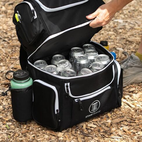 STAR FRAME Brick 3.0 Disc Golf Bag With Cooler | Large Insulated Built-in Cooler with 24-Can Capacity | 16-Disc Frisbee Golf Backpack | Light Durable Black Disc Golf Bag | Huge Storage & Putter Pocket in Saudi Arabia