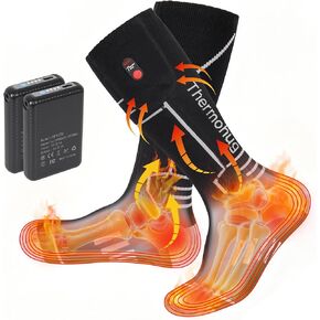 Merino Wool Heated Socks – Rechargeable 5000mAh*2 Battery,for Men Or Women,Washable Electric Socks with 4 Heating Levels for Winter,Skiing,Hunting,Camping,Hiking,Cycling,Outdoor Work in Kuwait