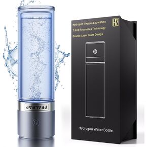 Hydrogen Water Bottle - Up to 4000PPB SPE/PEM Tech Hydrogen Water Generator - 7.8Hz Microclusters Tech for Faster Absorption, Leak-Proof, Dual-Layer Glass, Fast Charge, Ideal Gift for Wellness in Saudi Arabia