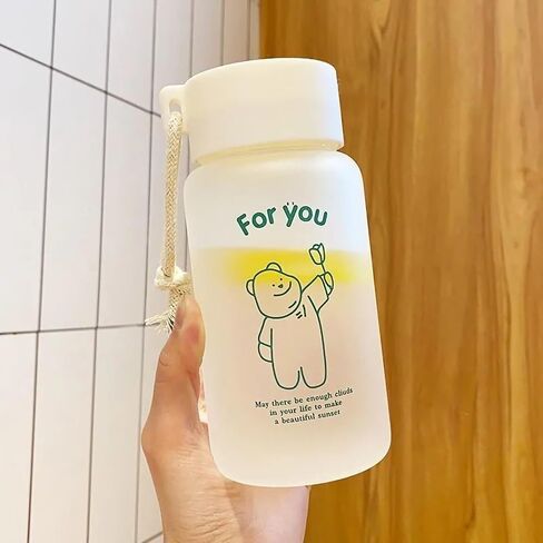 Kids Water Bottle, Cute Cartoon Printing, Handle Design, Good Sealing Students Cup, with Soft Silicone Handle, for Students, 401-500ml Capacity (01) in Saudi Arabia
