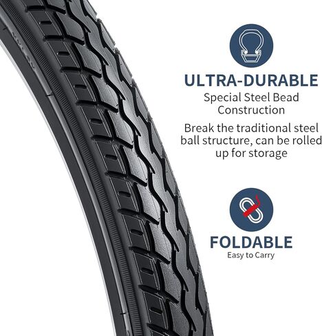 YUNSCM 2-PCS 26" إطارات دراجة 26x1.50/40-559 متوافقة مع إطارات دراجة الطرق 26x1.50 26X1.5 (Y-1471) in Saudi Arabia