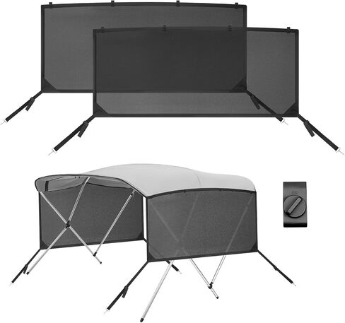 Detachable Clip in Bimini Top Mesh Sidewalls, Boat Sun Shade Universal Fit for 4 Bow Bimini Tops, with Straps Clips (Bimini Tops Not Included) in Saudi Arabia