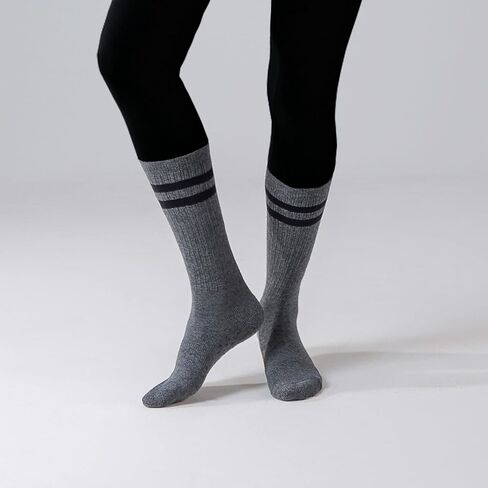 Pilates Grip Socks for Women,Striped Yoga Non Slip Cushioned Long Socks for Barre, Dance, Workout 3 Pairs in Kuwait
