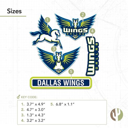 ملصق Desert Cactus Dallas Wings من WNBA للسيدات الرابطة الوطنية لكرة السلة مرخص رسميًا من الفينيل لزجاجة مياه للكمبيوتر المحمول ودفتر قصاصات السيارة (النوع 2) in Saudi Arabia