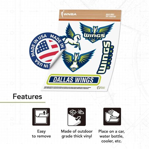 ملصق Desert Cactus Dallas Wings من WNBA للسيدات الرابطة الوطنية لكرة السلة مرخص رسميًا من الفينيل لزجاجة مياه للكمبيوتر المحمول ودفتر قصاصات السيارة (النوع 2) in Saudi Arabia
