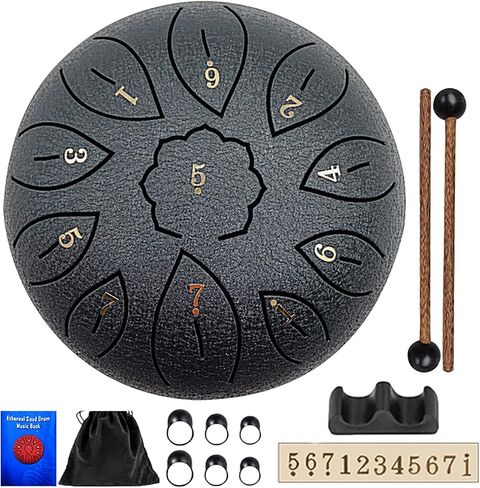 Vilihkc Steel Tongue Drum 11 Notes 6 Inches Dia Lotus type Hand Drum Healing Drum Percussion Drums Instrument Steel Drum C-Key Handpan Drum in Kuwait