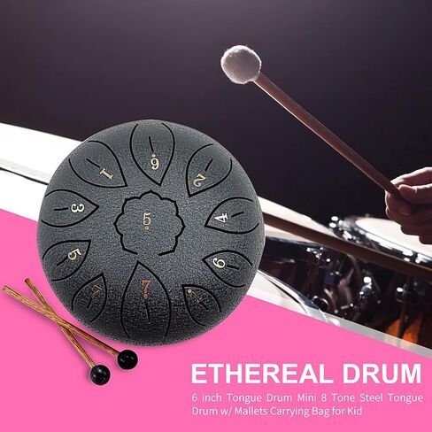 Vilihkc Steel Tongue Drum 11 Notes 6 Inches Dia Lotus type Hand Drum Healing Drum Percussion Drums Instrument Steel Drum C-Key Handpan Drum in Kuwait