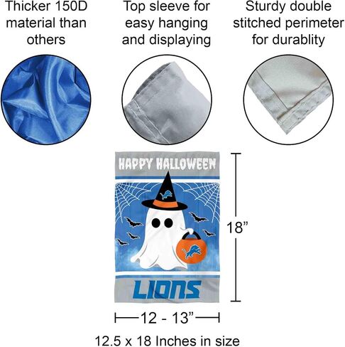 Detroit Lions Happy Halloween Garden Flag Double Sided Banner in Saudi Arabia