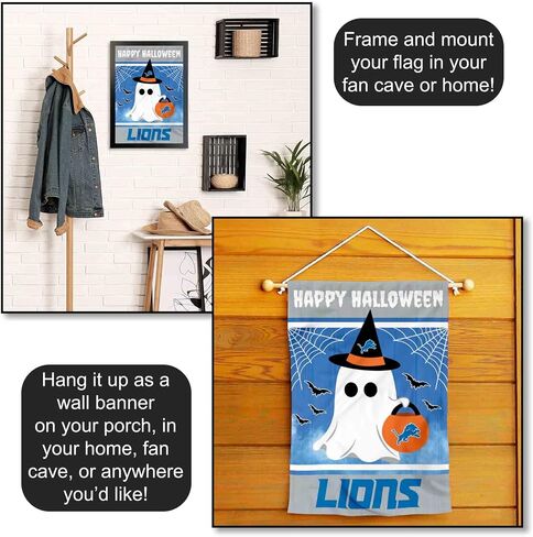 Detroit Lions Happy Halloween Garden Flag Double Sided Banner in Saudi Arabia