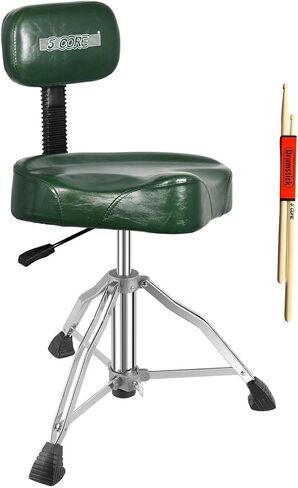 5 CORE Drum Throne 4" Cushion Padded Comfortable Guitar Stool w Backrest Airlift Height Adjustable 18-24" Drummer 441Lb Capacity Seat for Adults and Kids Black - DS CH BLK Rest-LVR in Saudi Arabia
