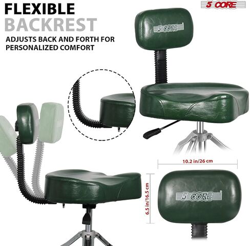 5 CORE Drum Throne 4" Cushion Padded Comfortable Guitar Stool w Backrest Airlift Height Adjustable 18-24" Drummer 441Lb Capacity Seat for Adults and Kids Black - DS CH BLK Rest-LVR in Saudi Arabia