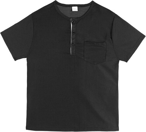 Men's Beach Athletic Polo Shirt Short Sleeve Band Collar Casual Shirts with Pocket in Saudi Arabia