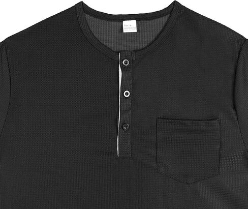 Men's Beach Athletic Polo Shirt Short Sleeve Band Collar Casual Shirts with Pocket in Saudi Arabia
