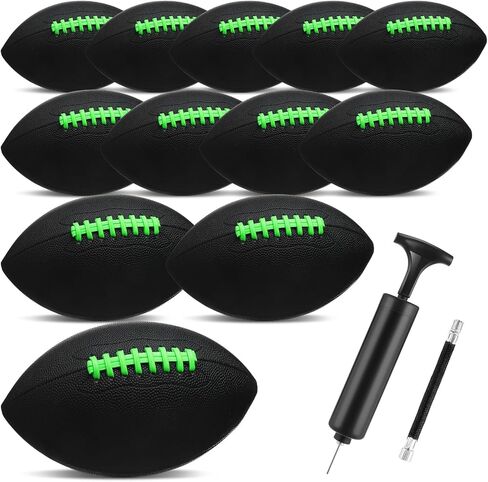 Syhood 12 Pack Composite Leather Footballs Official Size Footballs Bulk Leather Inflatable Football with Pump Regulation Highschool College Football for Training and Recreational Play in Saudi Arabia
