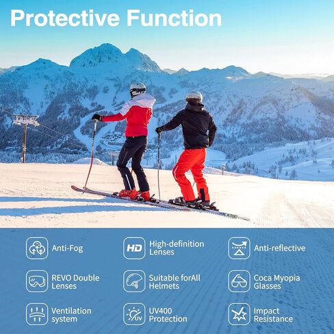 Ski Goggles for Men Women,Frameless UV Protection OTG Anti-fog Snowboard Snow Skating Goggles in Kuwait