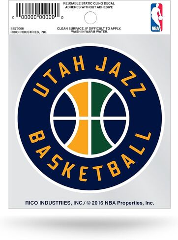 Rico Industries Small Static Cling Decal, Utah Jazz , 3.75 x 4.75-inches in Saudi Arabia