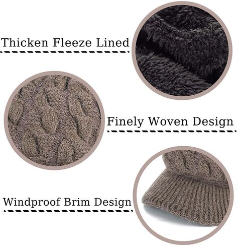 Winter Hats Knitted Beanie Hat with Visor Slouchy Skull Hat Warm Beanie Cap Headwear for Women in Saudi Arabia