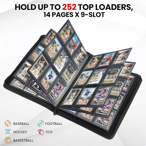 Top Loader Card Binder 4 Pocket with Sleeves Holds 112 Top Loaders Storage, Trading Cards Collector Album, Sports Cards YGO MTG TCG, Collection Folder Collectible Games (FOR TOP LOADERS ONLY) in Kuwait