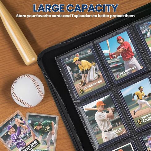 Top Loader Card Binder 4 Pocket with Sleeves Holds 112 Top Loaders Storage, Trading Cards Collector Album, Sports Cards YGO MTG TCG, Collection Folder Collectible Games (FOR TOP LOADERS ONLY) in Kuwait