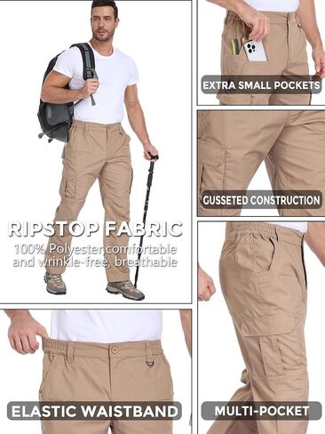Work Cargo Pants for Men, Tactical Ripstop Pants with 10 Pockets, Hiking Water Resistant Lightweight in Saudi Arabia