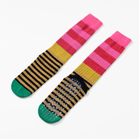 Verdancy Yoga Pilates Socks with Grips for Women Striped Color-Blocked Knee Highs Non Slip Cushioned Over the Calf Socks in Saudi Arabia