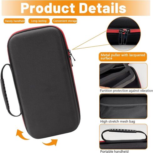 Portable Black Portable Wireless Microphone Case with 2 Mic Foam Covers, Handheld Dual Mic Case, Portable Zipper Microphone Carrying Storage Box for Singing Recivers Adapter Audio Cable Power Cord in Saudi Arabia