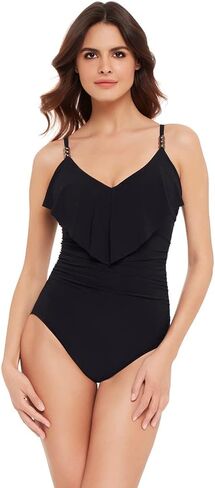 MagicSuit Women's Swimwear Solid Isabel Tummy Control Ruffle Front Soft Cup One Piece Swimsuit in Saudi Arabia