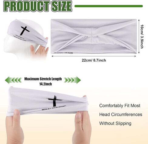 6 PCS Christian Headbands for Men Jesus Faith Cross Athletic Sweatbands Moisture Wicking Twist Knotted Criss Cross Hair Bands with Bible Verse Religious for Sports Workout Football Baseball in Saudi Arabia