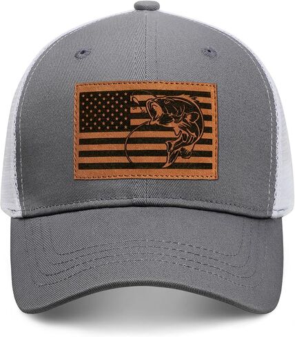 Fishing Hat Fishing Gifts for Men Bass Fish Flag Baseball Cap Trucker Hats in Kuwait