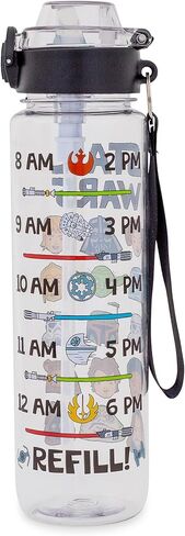 زجاجة مياه بلاستيكية لشخصيات كرتونية من الفضة بافلو ستار وورز مع غطاء وحزام للقفل، 33 أونصة in Kuwait