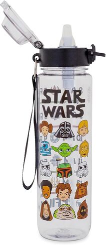 زجاجة مياه بلاستيكية لشخصيات كرتونية من الفضة بافلو ستار وورز مع غطاء وحزام للقفل، 33 أونصة in Kuwait