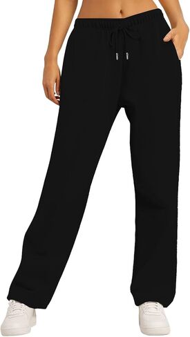 Womens Sweatpants 2025 Fall Baggy Wide Leg Sweatpant Fleece Lined Straight Leg Sweat Pants in Saudi Arabia