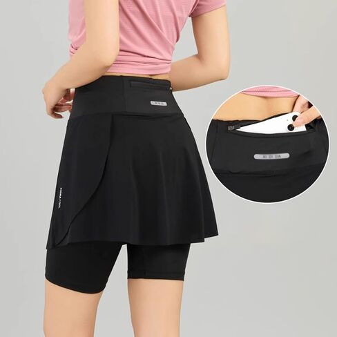 Women's Athletic Skort 5" Quick-Dry with Pockets, High Waist Tummy Control for Running Tennis Workout in Saudi Arabia
