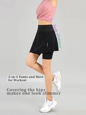 Women's Athletic Skort 5" Quick-Dry with Pockets, High Waist Tummy Control for Running Tennis Workout in Saudi Arabia