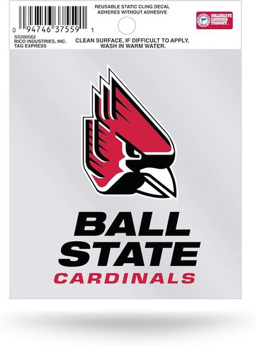 ملصق لاصق ثابت صغير من Rico Industries، Ball State Cardinals، 3.75 × 4.75 بوصة in Kuwait