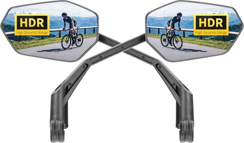 Bike Mirror Handlebar Mount, Scratch Resistant Convex Glass, Carbon Fiber Housing, Rotatable Bicycle Rear View Mirrors, Bike Rearview Mirror for MTB, E-bike, Bike Accessories, Fit 20-23mm in Saudi Arabia