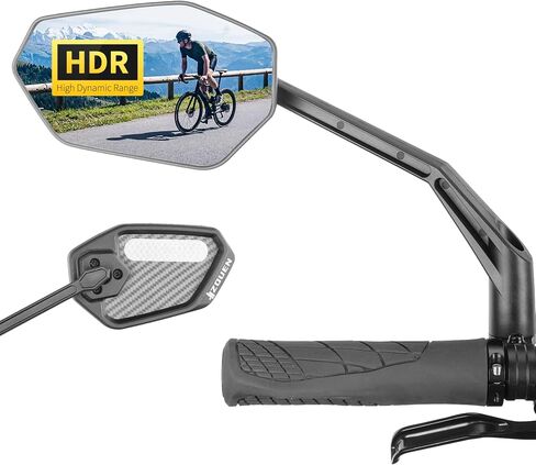 Bike Mirror Handlebar Mount, Scratch Resistant Convex Glass, Carbon Fiber Housing, Rotatable Bicycle Rear View Mirrors, Bike Rearview Mirror for MTB, E-bike, Bike Accessories, Fit 20-23mm in Saudi Arabia